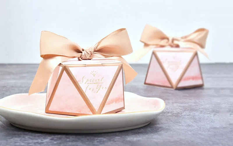 wedding favors candy boxes diamond shape holder paper gift boxes
