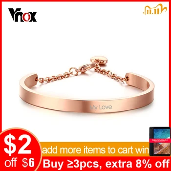Vnox Personalized Info Women Cuff Bracelets & Bangles Heart Charm Bracelet for Women Classic Custom Name Jewelry Rose Gold Color 
Vnox Personalized Info Women Cuff Bracelets & Bangles Heart Charm Bracelet for Women Classic Custom Name Jewelry Rose Gold Color