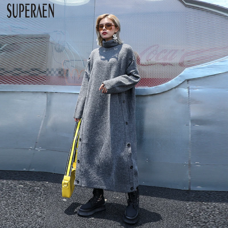 SuperAen Long-sleeved Knit Dress Female Autumn and Winter 2019 Fashion Women Dress Turtleneck Solid Color Pluz Size Dresses
SuperAen Long-sleeved Knit Dress Female Autumn and Winter 2019 Fashion Women Dress Turtleneck Solid Color Pluz Size Dresses