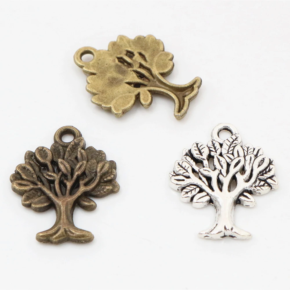 22x17mm 15pcs Antique Silver Plated and Bronze Tree Style Handmade Charms Pendant:DIY for bracelet necklace | Украшения и