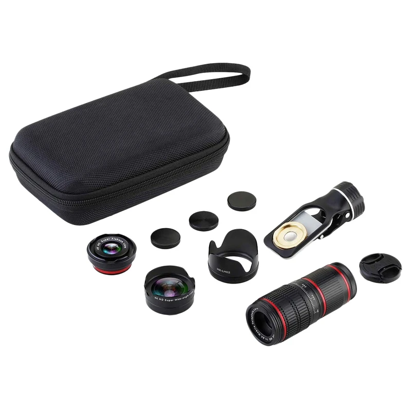 Cell Phone Camera Lens 12.8X Zoom Double Focus HD Phone Telephoto Lens with Fisheye Lens Wide-Angled Lens
Cell Phone Camera Lens 12.8X Zoom Double Focus HD Phone Telephoto Lens with Fisheye Lens Wide-Angled Lens