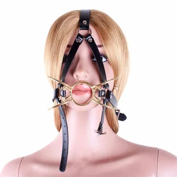 Leather O Ring Open Mouth Gag Spider Restraint Bondage Mask,Head Harness Strap Muzzle,Halloween Costume
Leather O Ring Open Mouth Gag Spider Restraint Bondage Mask,Head Harness Strap Muzzle,Halloween Costume