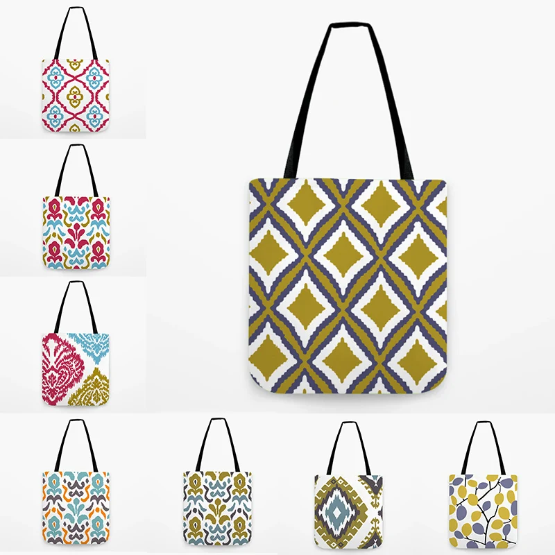 Bohemian Style Colorful Floral Kilim Pattern Print Water Resistant Cotton Linen Shopper Tote Bag Casual Traveling Beach Bags
Bohemian Style Colorful Floral Kilim Pattern Print Water Resistant Cotton Linen Shopper Tote Bag Casual Traveling Beach Bags