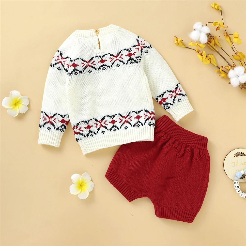 WenaZao Newborn Infant Toddler Baby Knitted Two Piece Set Fresh Geometric Pattern Long-sleeved Top and Elastic Short Pants
WenaZao Newborn Infant Toddler Baby Knitted Two Piece Set Fresh Geometric Pattern Long-sleeved Top and Elastic Short Pants