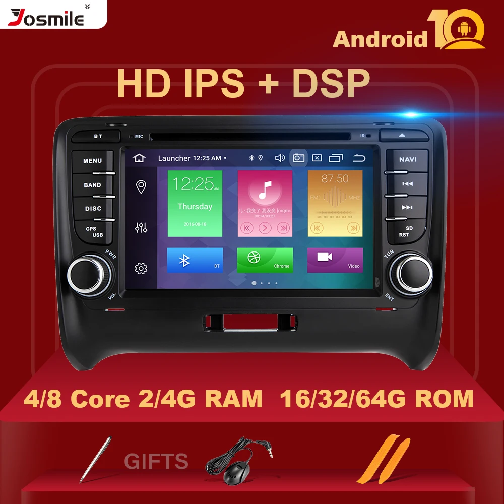 Автомобильный мультимедийный плеер IPS DSP 4 Гб 64 2 Din Android 10 для AUDI TT MK2 8J 2006-2014