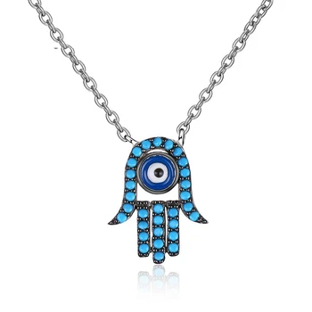 Fashion Turkish Blue Turquoise Zircon Hand Collar Necklace Lucky Eyes Pendant Women Wedding Jewelry
Fashion Turkish Blue Turquoise Zircon Hand Collar Necklace Lucky Eyes Pendant Women Wedding Jewelry