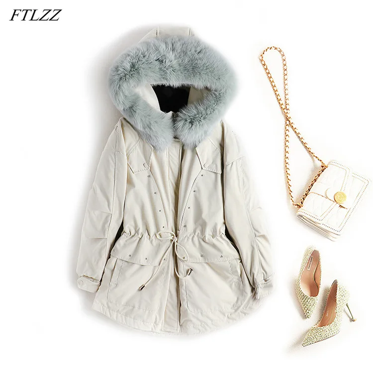 FTLZZ коллекция 2020 года женские куртки с капюшоном из искусственного меха зимние