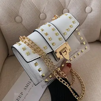 Rivet Square Crossbody Bag 2020 Summer New High Quality PVC Women's Designer Handbag Lock Chain Shoulder Messenger Bag Jelly Bag
Rivet Square Crossbody Bag 2020 Summer New High Quality PVC Women's Designer Handbag Lock Chain Shoulder Messenger Bag Jelly Bag