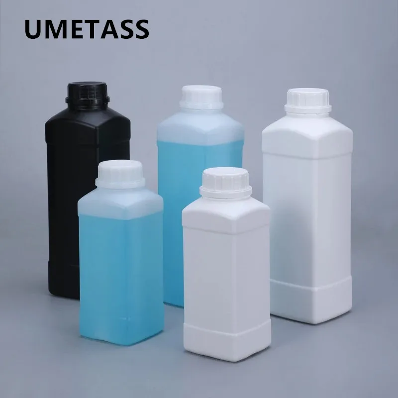 UMETASS 500 мл 1000 Пустые Квадратные бутылки HDPE пластиковые контейнеры с крышками для