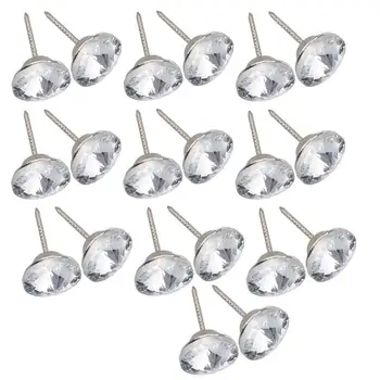 

20PCS Crystal Satellite Stone Sofa Furniture Studs Headboard Upholstery Nails Silver 20mm Diameter