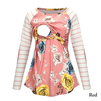 NASHAKAITE Women Blouse Maternity Pretty Floral Striped Print Long-sleeve Nursing Tee For Breastfeeding Pregnant 
NASHAKAITE Women Blouse Maternity Pretty Floral Striped Print Long-sleeve Nursing Tee For Breastfeeding Pregnant