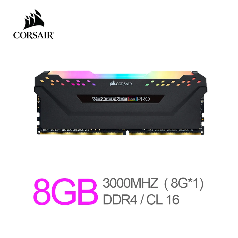 Оперативная память Corsair Vengeance RGB Pro 8 Гб (1x8 ГБ) DDR4 3000 (PC4-24000) C16 настольная черный |