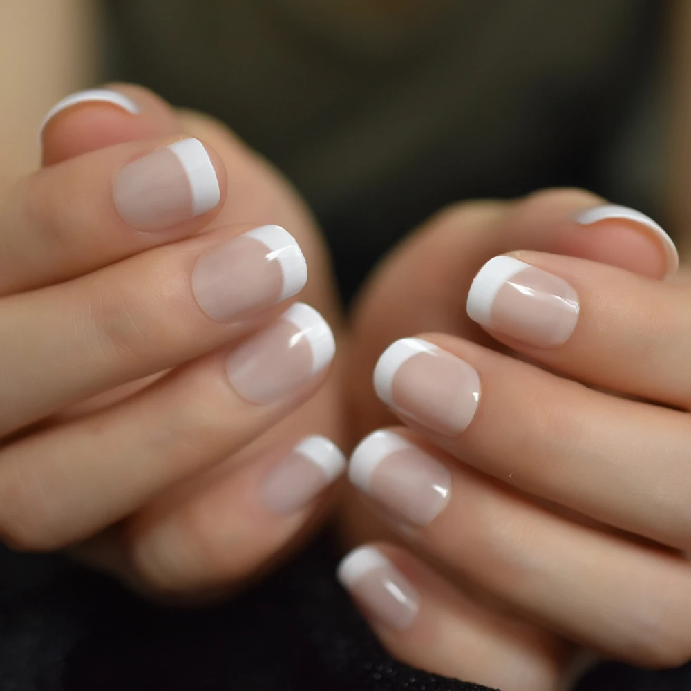 Squoval French Short Nails Nude White Classic Arc Salon Nature Nails