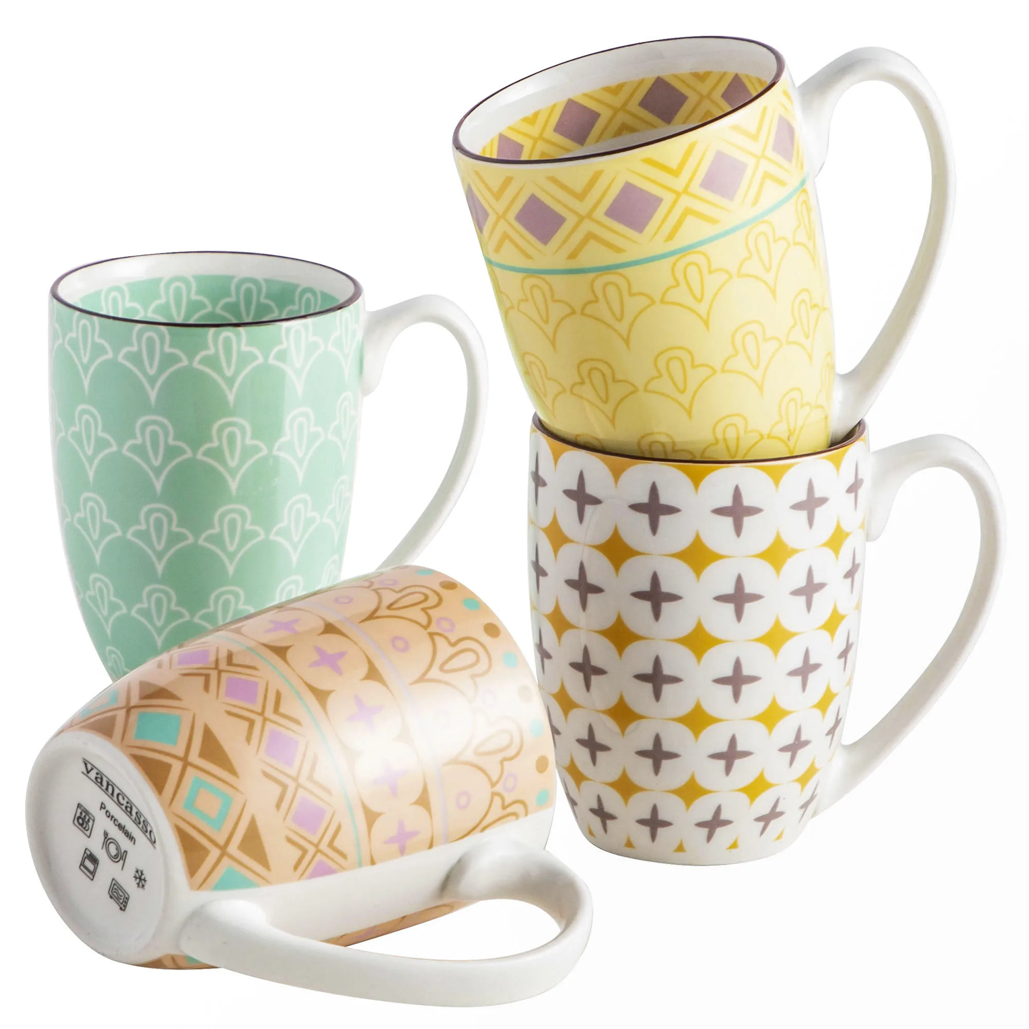 Vancasso Tulip Series 4/8/12 Piece Porcelain Coffee Mug Set 300ml Moroccan Style Tea Cup for Cappuccino/Latte/Tea | Дом и сад