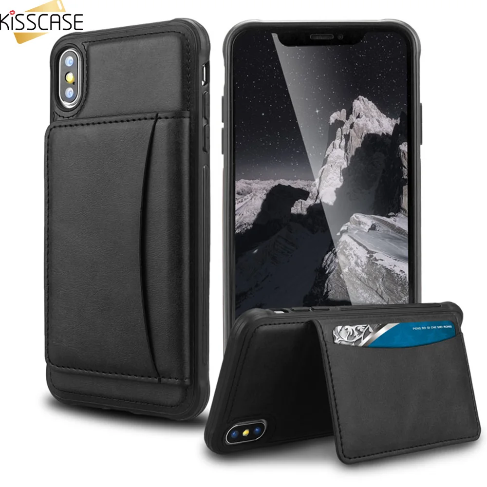 Чехол KISSCASE для iPhone XS XR MAX X 10 с отделением кредитных карт из искусственной кожи