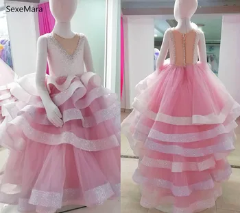 Puffy Tulle Ball Gown Flower Girl Dress for Wedding V Neck Beading Crystals Top Children Party Gown Pageant Dress
Puffy Tulle Ball Gown Flower Girl Dress for Wedding V Neck Beading Crystals Top Children Party Gown Pageant Dress