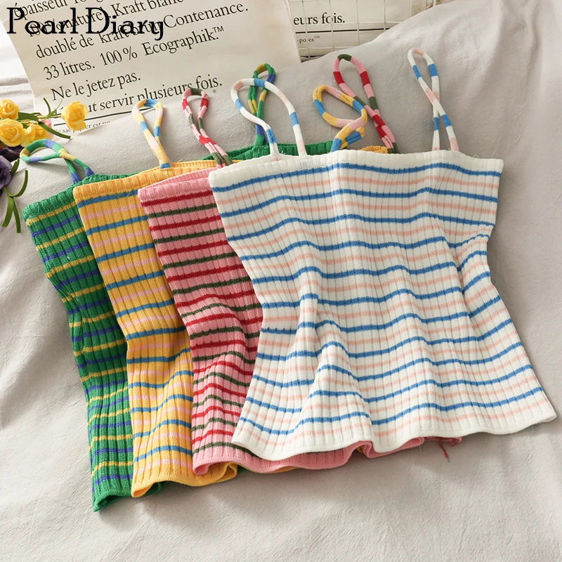 Pearl Diary Knitted Rib Crop Cami Top Knitting Striped Camisole Women Spaghetti Strap Slim Fit Cropped Tops Female Going Out Top
Pearl Diary Knitted Rib Crop Cami Top Knitting Striped Camisole Women Spaghetti Strap Slim Fit Cropped Tops Female Going Out Top