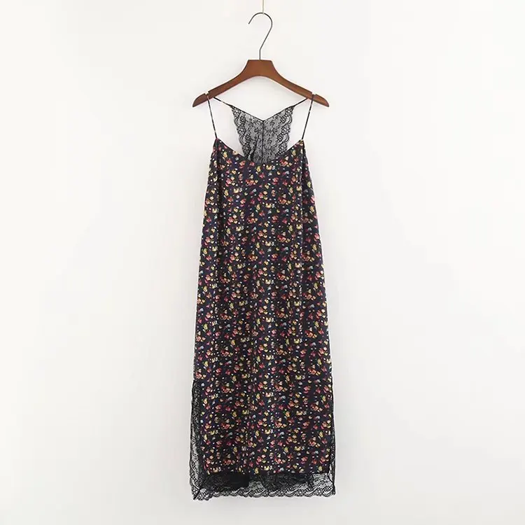 2018 Western Style Spring And Summer WOMEN'S Dress New Style Floral-Print Strapped Dress