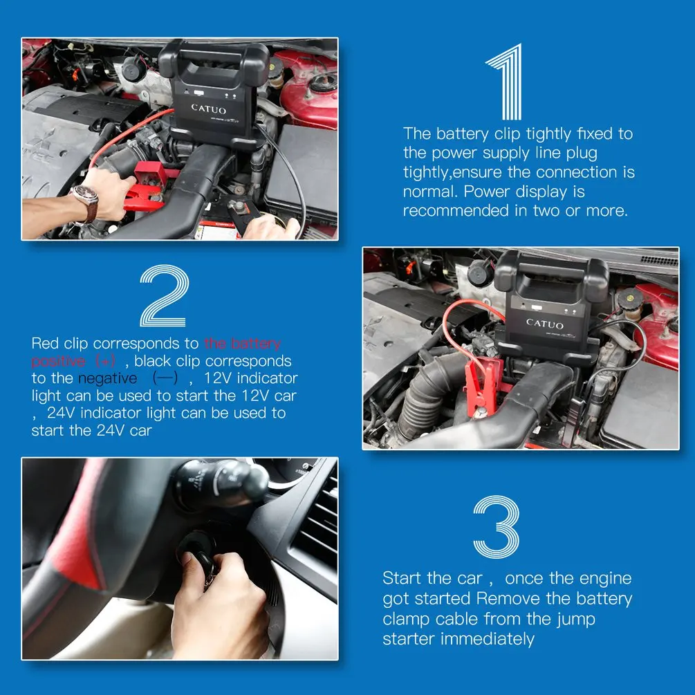 CATUO 12V/24V 28000mAh Intelligent Jump Starter Multifunction Emergency Power Supply for 12V Car 24V Trucks Excavators
CATUO 12V/24V 28000mAh Intelligent Jump Starter Multifunction Emergency Power Supply for 12V Car 24V Trucks Excavators
