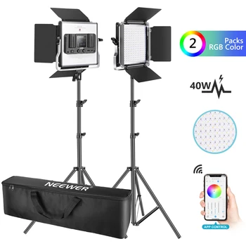 Neewer 2 Packs 660 RGB Led Light with APP Control, Photography Video Lighting Kit with Stands and Bag
Neewer 2 Packs 660 RGB Led Light with APP Control, Photography Video Lighting Kit with Stands and Bag