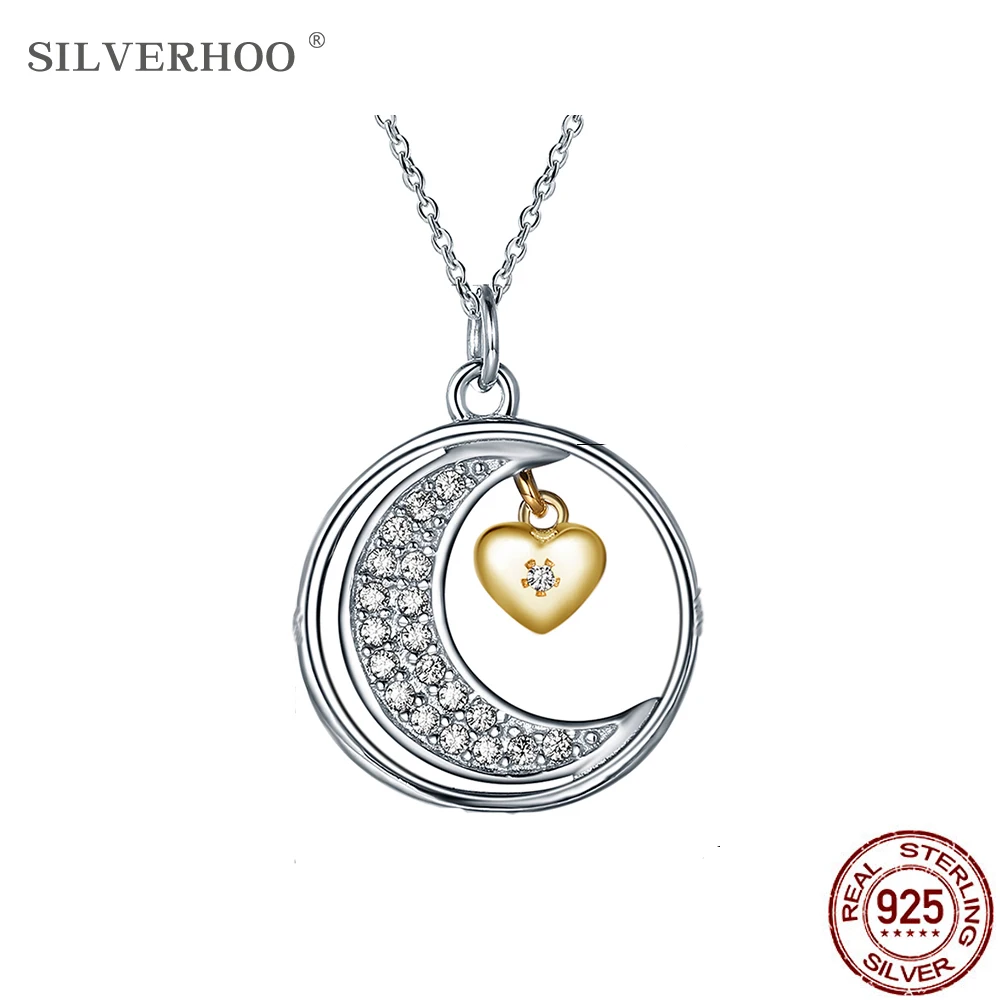 Ожерелье SILVERHOO из стерлингового серебра 925 пробы с Луной и звездой ожерелье