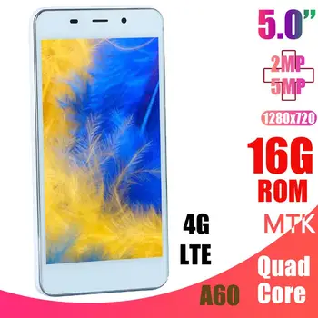 

A60 smartphones 4G LTE quad core 2G RAM 16G ROM 5mp camera unlocked android 6.0 cheap celulares mobile phones WCDMA Global