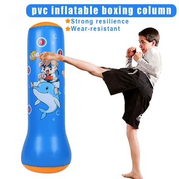 Inflatable Boxing Bag Free Standing PVC Boxing Pillar Tumbler Column Fitness for Martial Arts Boxing Children Home Training