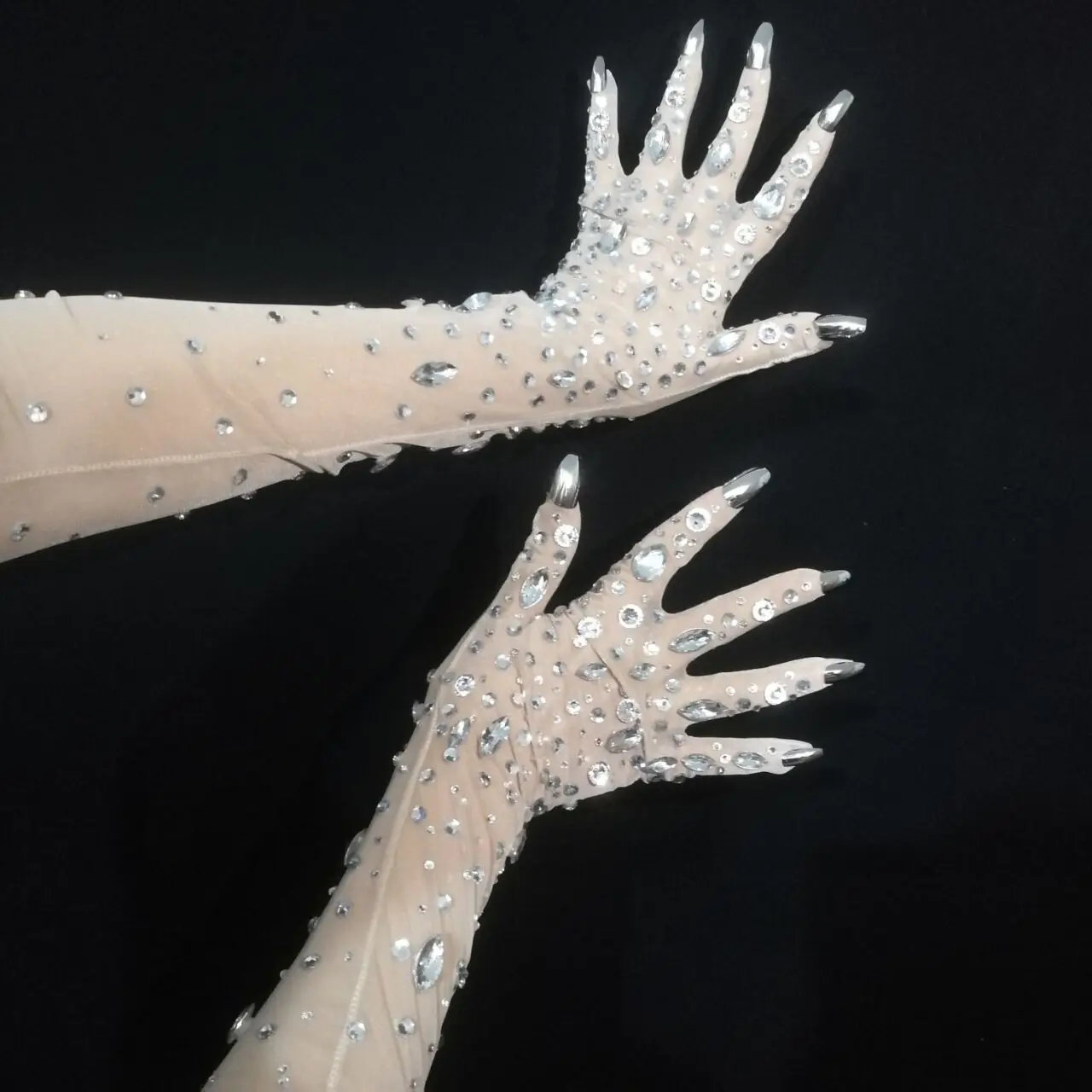 Bling Skin Mesh Stretch Rhinestones Gloves Crystals Stones Long Wedding Singer Dancer Show Performance Stage Accessories
Bling Skin Mesh Stretch Rhinestones Gloves Crystals Stones Long Wedding Singer Dancer Show Performance Stage Accessories