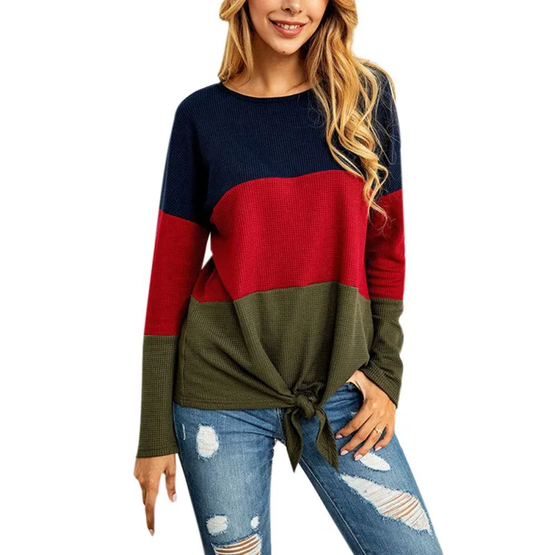 2019 New Women Autumn Winter Irregular Slim Bottom Knit Sweater Color Matching Loose Slim Long Sleeved Round Collar Sweater
2019 New Women Autumn Winter Irregular Slim Bottom Knit Sweater Color Matching Loose Slim Long Sleeved Round Collar Sweater