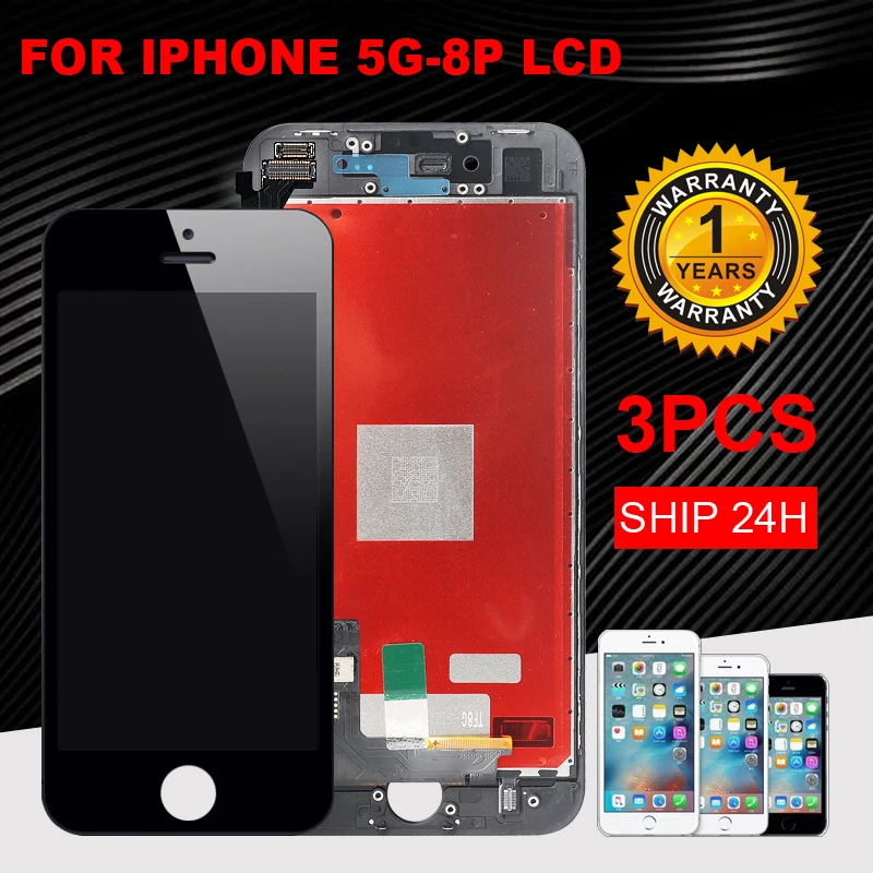 

Grade AAA 3pcs/lot LCD Display For iPhone 5 5S 5C SE 6 6P 6S 6SP 7 7P 8 8P Touch Screen Digitizer Assembly. No Dead Pixel+ tools