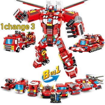 Firefighting Vehicle Building Blocks Deformation 8 in 1 City Technic Fire Mech Robot Fireman Action Figure Bricks Model Kit 
Firefighting Vehicle Building Blocks Deformation 8 in 1 City Technic Fire Mech Robot Fireman Action Figure Bricks Model Kit