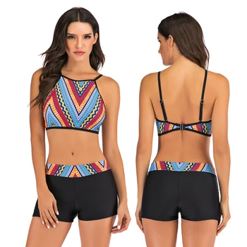 Women's Retro Print Bikinis Backless Sexy Swimsuit High Waist Shorts Two Pieces Sport Vest Summer Holiday Beachwear Bathing Suit
Women's Retro Print Bikinis Backless Sexy Swimsuit High Waist Shorts Two Pieces Sport Vest Summer Holiday Beachwear Bathing Suit