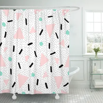 Shower Curtain Abstract Pattern in Black Pastel Pink and Mint Green Waterproof Polyester Fabric Set with Hooks
Shower Curtain Abstract Pattern in Black Pastel Pink and Mint Green Waterproof Polyester Fabric Set with Hooks