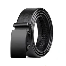 

Men's Business Belts Pu Leather Ratchet Belt 120cm Trim To Fit, Gift for Male Golden Automatic Buckle Leisure Ceinture Students