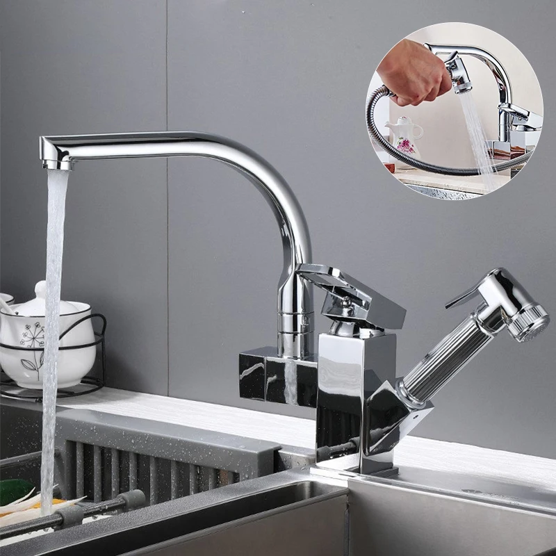 Generic Kitchen Mixers Faucet Wall Mounted Cold & Water Stainless Steel