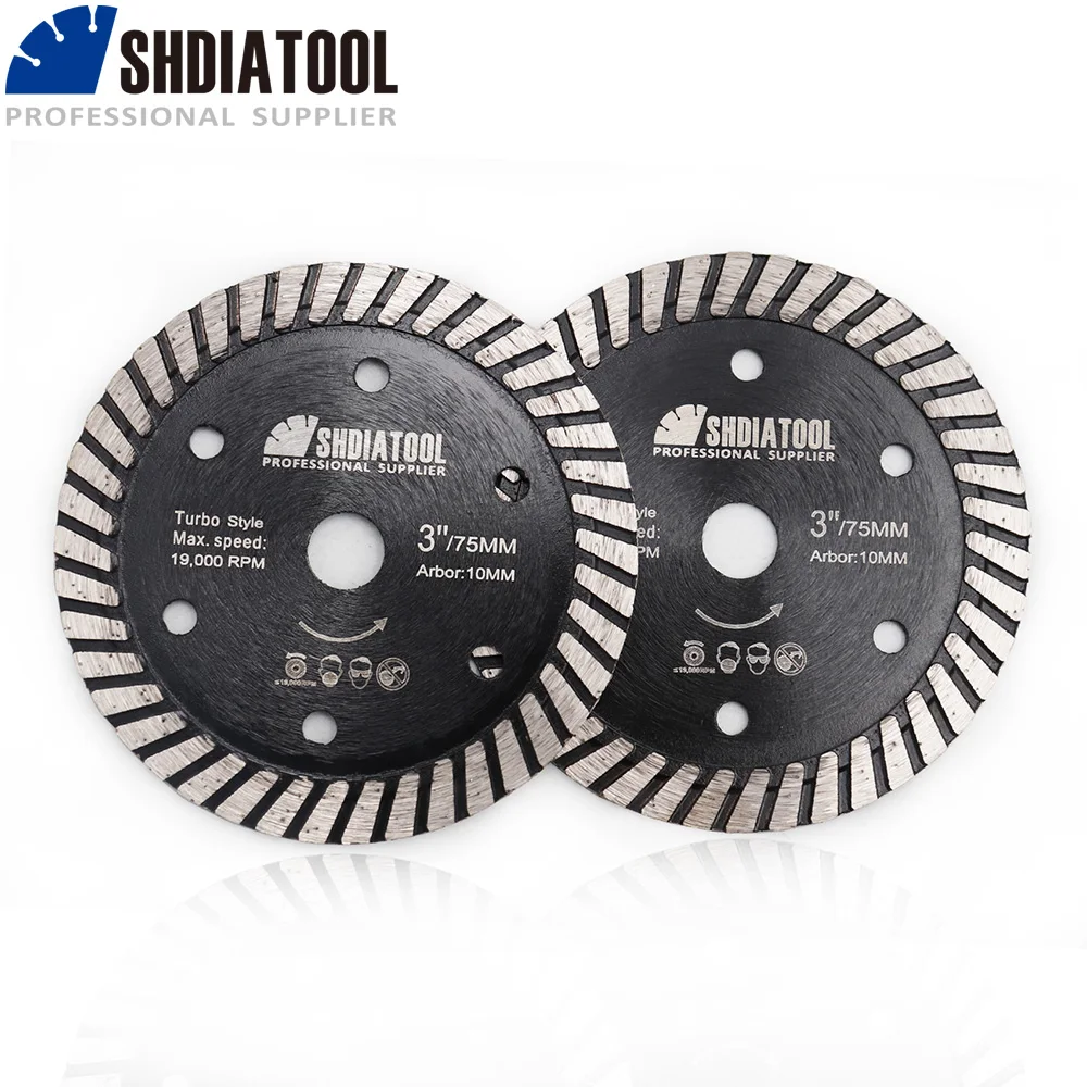 SHDIATOOL 2pcs 3" Diamond Hot Pressed Granite Concrete Turbo Saw Blade 75mm Tile cutting disc Fast Cutting Speed
SHDIATOOL 2pcs 3" Diamond Hot Pressed Granite Concrete Turbo Saw Blade 75mm Tile cutting disc Fast Cutting Speed