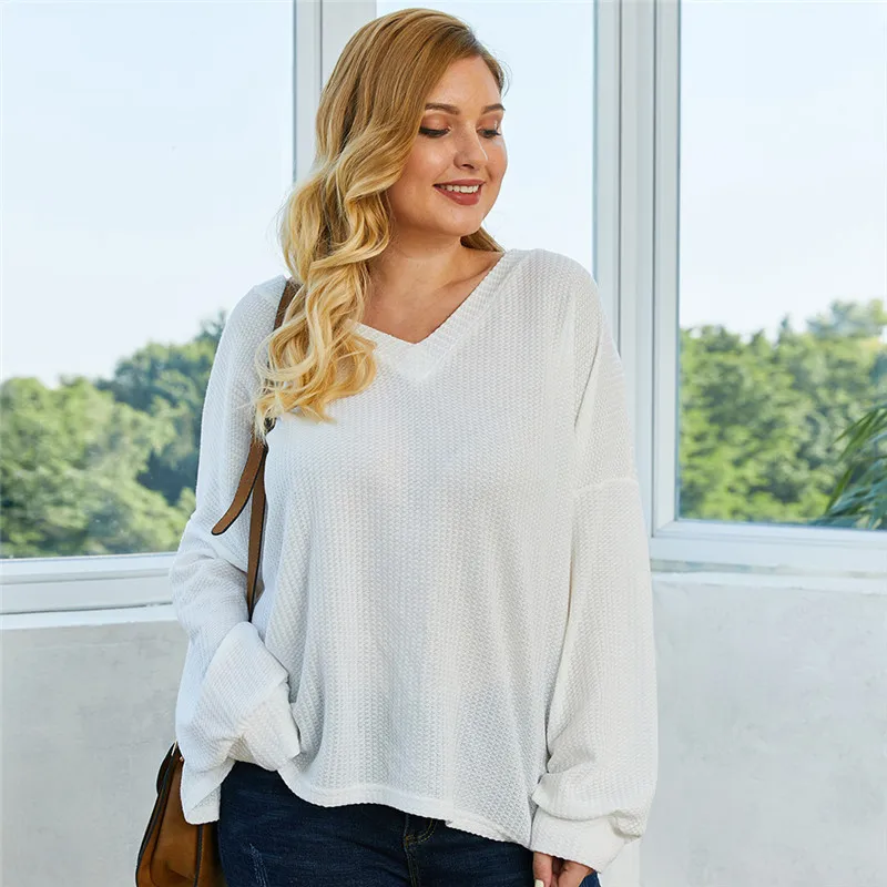 2020 New Plus Size Casual Solid Knitted Top Women Autumn Winter Full Sleeve V Neck Sweater Top
2020 New Plus Size Casual Solid Knitted Top Women Autumn Winter Full Sleeve V Neck Sweater Top