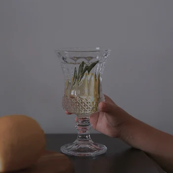 

European Goblet Glass Cup Art Creative Vintage Champagne Wedding Glass Cup Ripple Dessert Bicchieri Vetro Drinkware DE50BZ