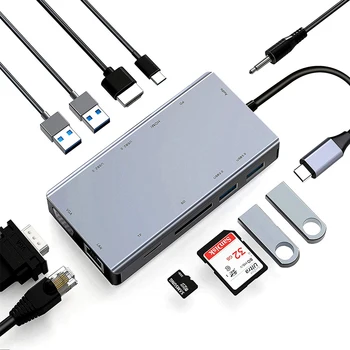 USB C Hub Adapter ABLEWE 11-in-1 USB C Adapter with 4K USB C to HDMI VGA SD/TF Card Reader Ethernet Mic for MacBooks Pro/Air
USB C Hub Adapter ABLEWE 11-in-1 USB C Adapter with 4K USB C to HDMI VGA SD/TF Card Reader Ethernet Mic for MacBooks Pro/Air