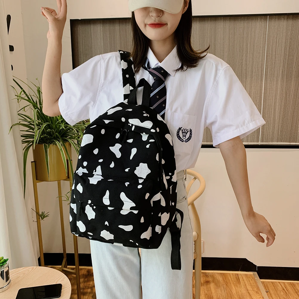 Cow Pattern Backpack For Girls School Teenagers Vintage Casual School Bag Mochila Feminina Laptop Bagpacks Bookbag Travel Bag
