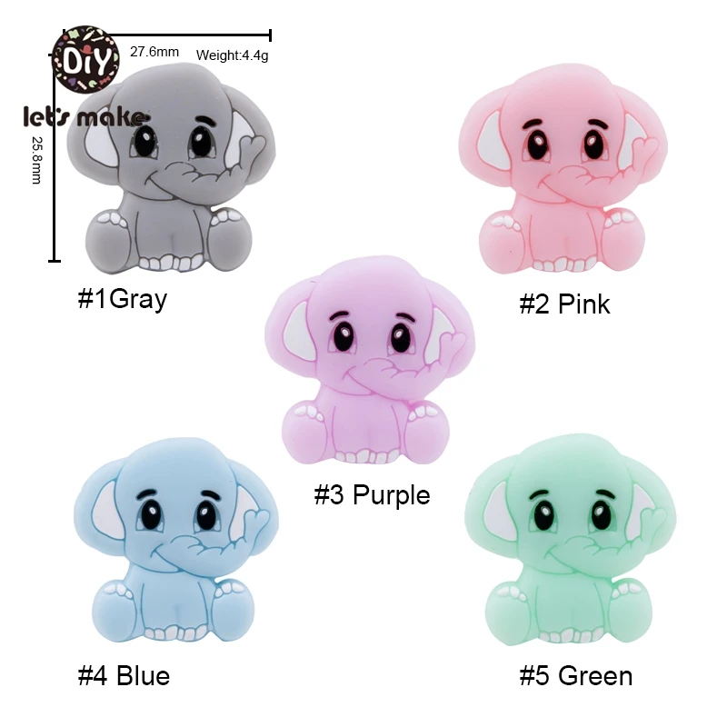 Let's Make 5pc/10pcs BPA Free Animal Silicone Teethers Elephant Baby Teething Product Food Grade Tiny Rod Shower Gifts Cartoon