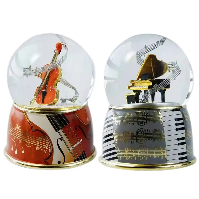 box creative music box crystal ball with snowflake rotating
