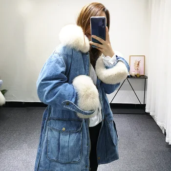 2019 Winter Detachable Liner Real Fox Fur Large Wool Collar Denim Winter Down Jacket Women
2019 Winter Detachable Liner Real Fox Fur Large Wool Collar Denim Winter Down Jacket Women