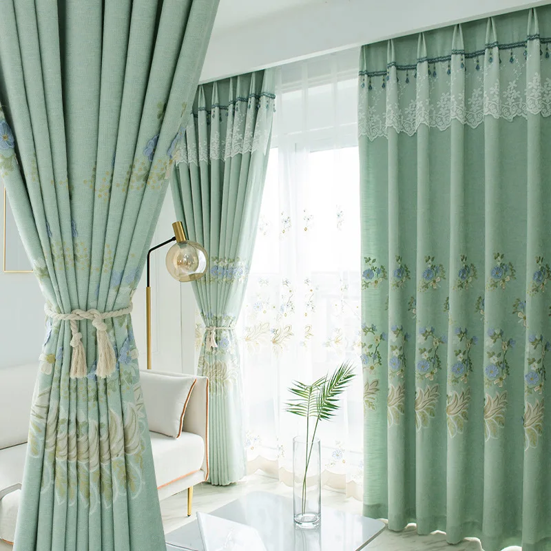 Custom curtain classical Simple window green Relief embroidered lace bean cotton bedroom cloth blackout curtain tulle M830
Custom curtain classical Simple window green Relief embroidered lace bean cotton bedroom cloth blackout curtain tulle M830
