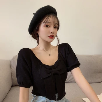 Sweet Elegant Women Sexy Square neck Elastic Stretch Casual Front Big Bow knot Short Puff Sleeve Shirt Tube Tops Crop Tops
Sweet Elegant Women Sexy Square neck Elastic Stretch Casual Front Big Bow knot Short Puff Sleeve Shirt Tube Tops Crop Tops