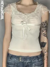 HEYounGIRL Lace Patchwork Elegant Women Cropped Tops Y2K Short Sleeve Cute Bow White T Shirt Folds Casual Fashion Basic Pullover
HEYounGIRL Lace Patchwork Elegant Women Cropped Tops Y2K Short Sleeve Cute Bow White T Shirt Folds Casual Fashion Basic Pullover