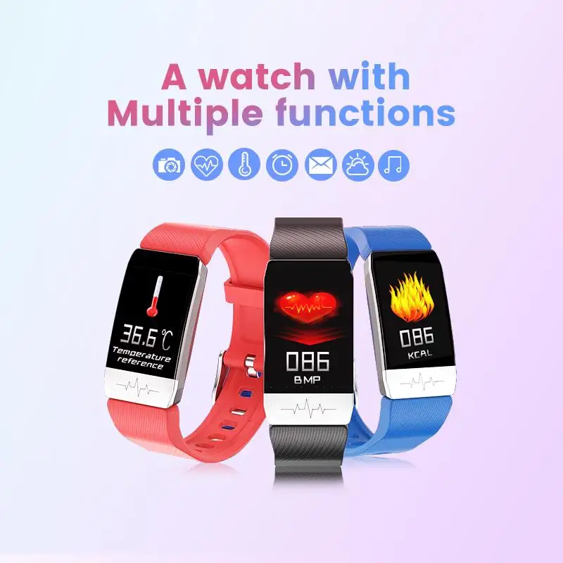 Smart Watch Body Temperature Measure Heart Rate Blood Pressure Monitor Fitness Smart Wristband Smart Monitor Bracelet
Smart Watch Body Temperature Measure Heart Rate Blood Pressure Monitor Fitness Smart Wristband Smart Monitor Bracelet