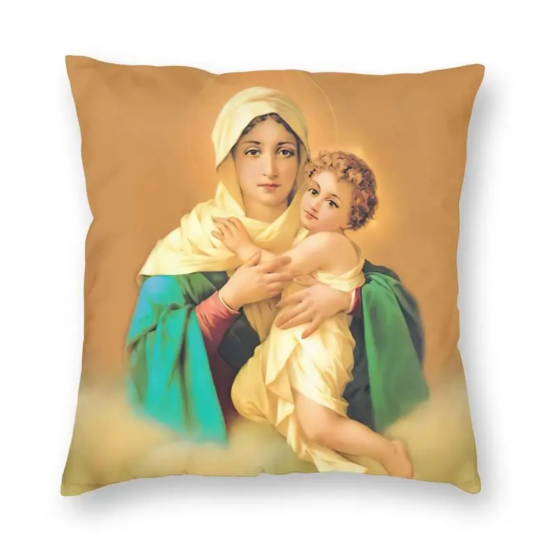 

Our Lady Of Schoenstatt Cushion Cover Sofa Home Decorative Virgin Mary Catholic Saint Square Throw Pillow Cover 40x40