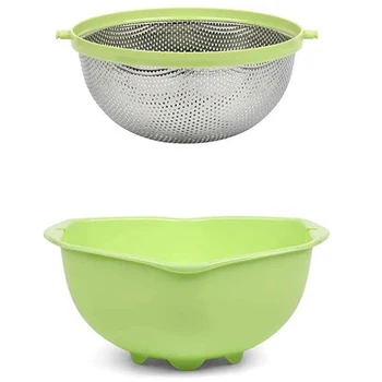 Stainless Colander Rotational Collapsible Self-Draining Strainer and Washing Bowl Basket Set for Fruit Vegetable Pasta
Stainless Colander Rotational Collapsible Self-Draining Strainer and Washing Bowl Basket Set for Fruit Vegetable Pasta