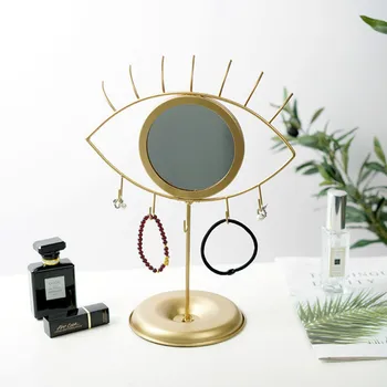 Creative Eye/Rabbit Shape Hook Makeup Mirror Nordic Tray Earring Rack Gold Trim Decorative Hook Mirror with Jewelry Hook Storage
Creative Eye/Rabbit Shape Hook Makeup Mirror Nordic Tray Earring Rack Gold Trim Decorative Hook Mirror with Jewelry Hook Storage